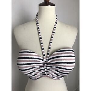 Shade & Shore Swim Bikini Top Halter Striped Padded Swimwear